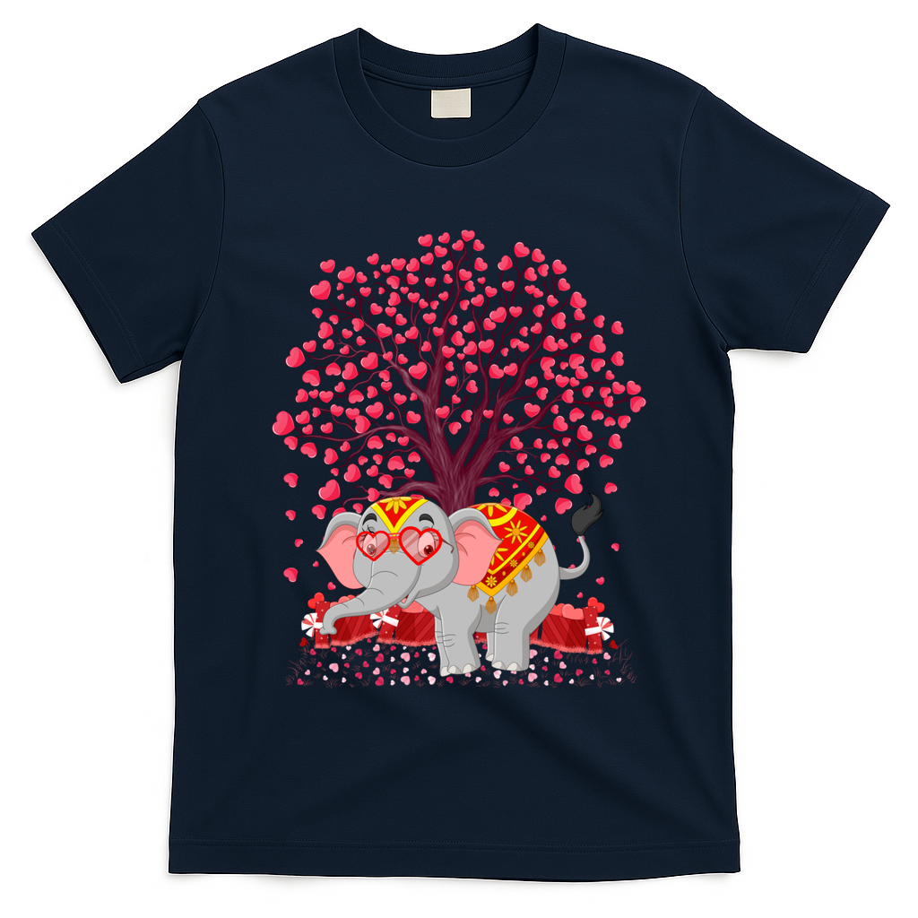 Elephant Lover Heart Tree Indian Elephant Valentine's Day Gift T-Shirt