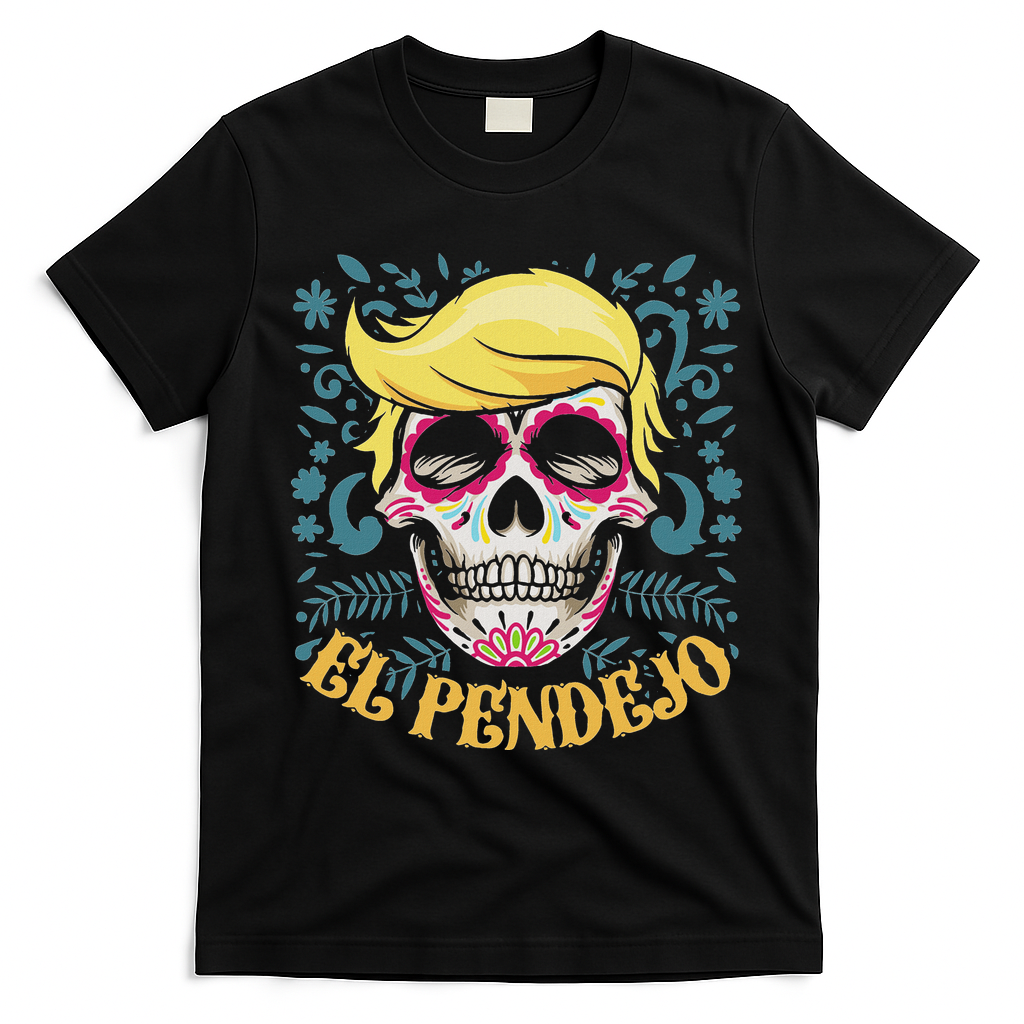 El Pendejo Dia De Los Muertos Sugar Skull Anti Trump T-Shirt - Black