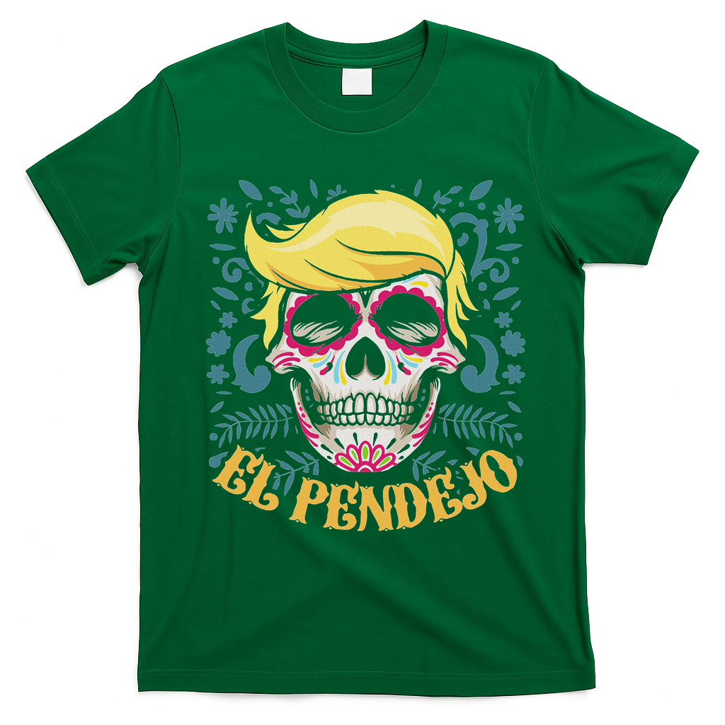 El Pendejo Dia De Los Muertos Sugar Skull Anti Trump T-Shirt - Irish Green