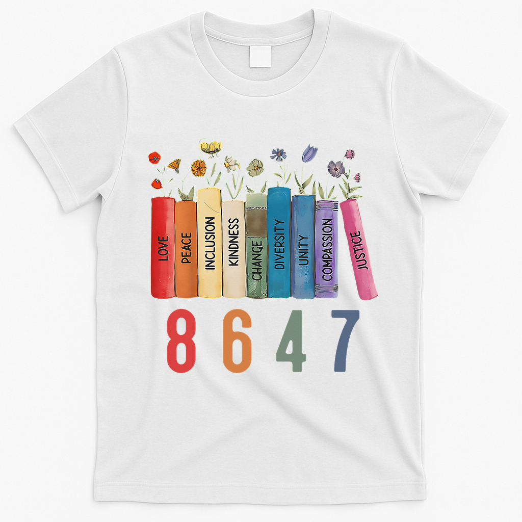 Equal Rights Book Flower 8647 Trump Feminist Women Rights Gift T-Shirt - White