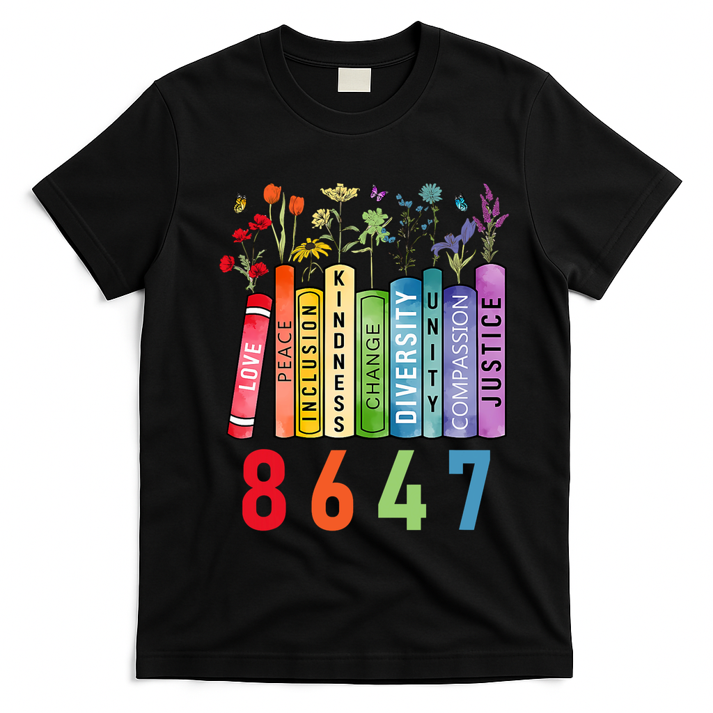 Equal Rights Book Flower Anti Trump Feminist Women Rights T-Shirt - Black