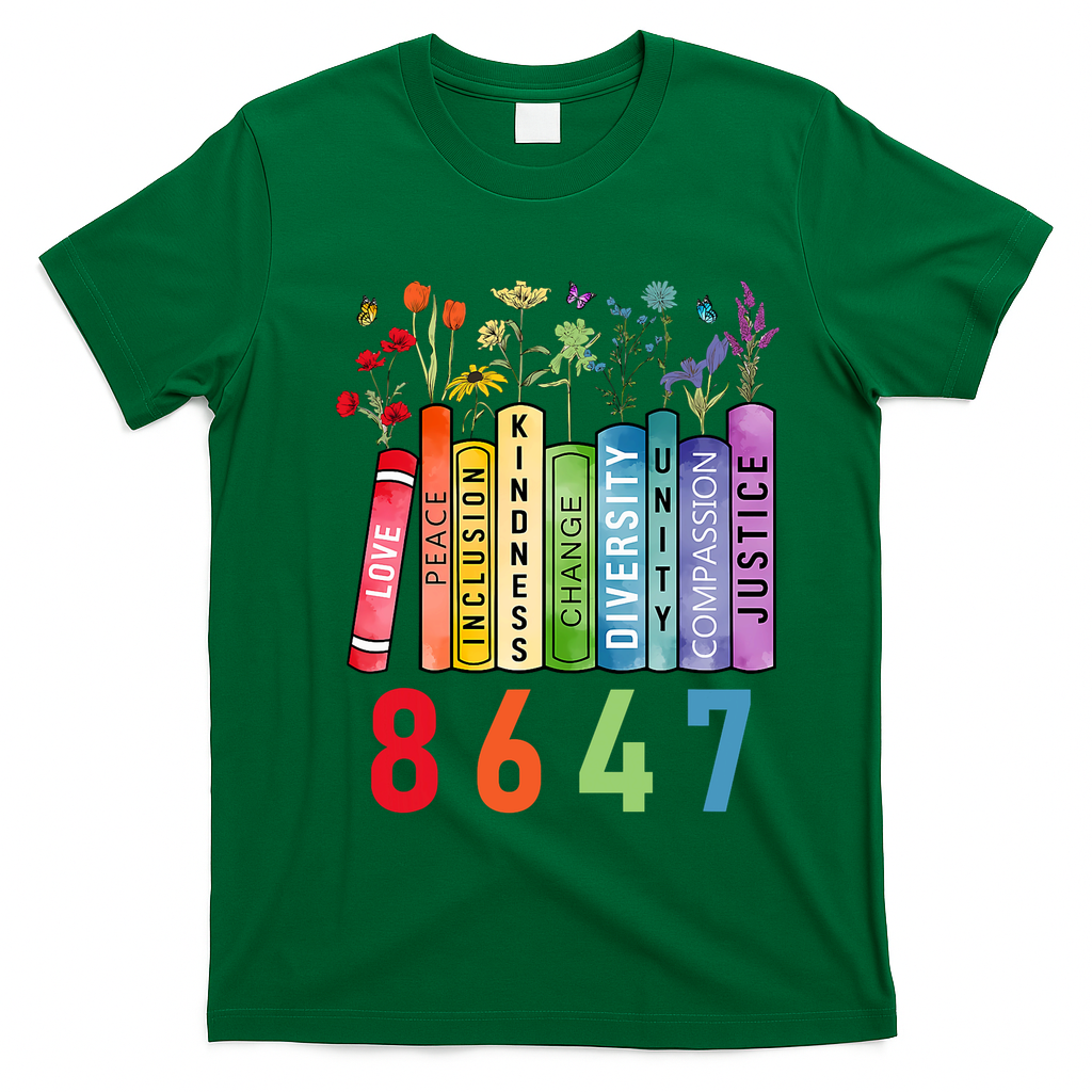 Equal Rights Book Flower Anti Trump Feminist Women Rights T-Shirt - Irish Green