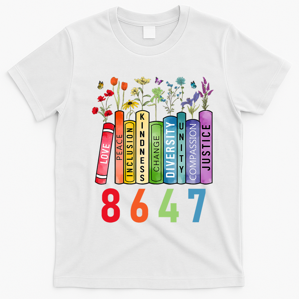 Equal Rights Book Flower Anti Trump Feminist Women Rights T-Shirt - White