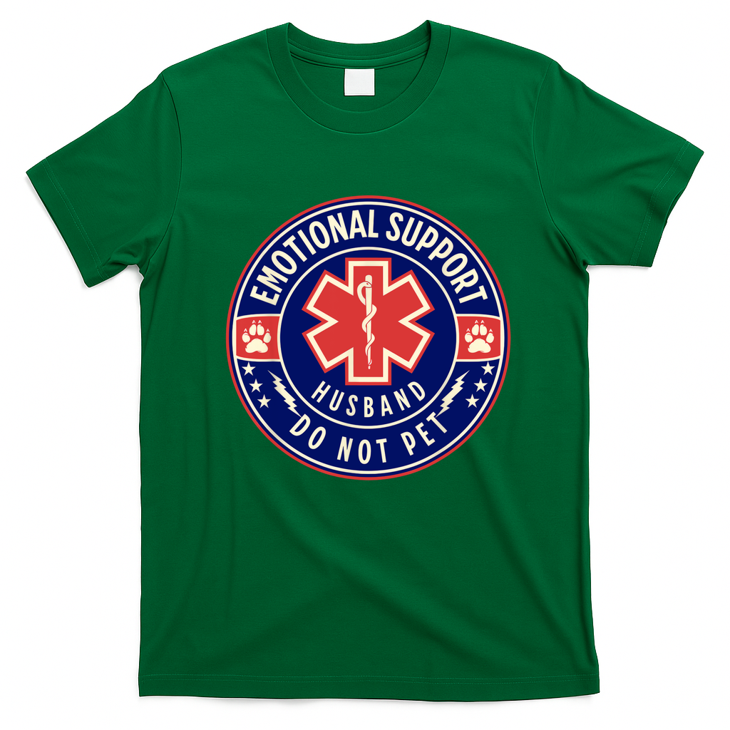Emotional Support Husband Do Not Pet Service Dog Love Humor T-Shirt - Irish Green