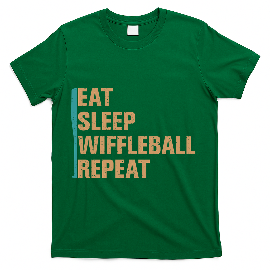 Eat Sleep Wiffleball Repeat Funny T-Shirt - Green