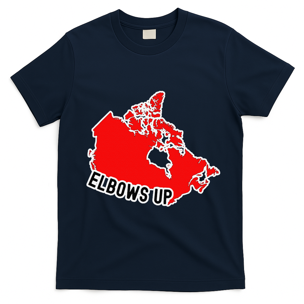 Elbows Up - Canada Map - Anti Trump - True North - Never 5 T-Shirt - Navy Blue