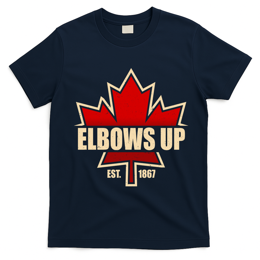 Elbows Up Canada EST 1867 Protest T-Shirt - Navy Blue