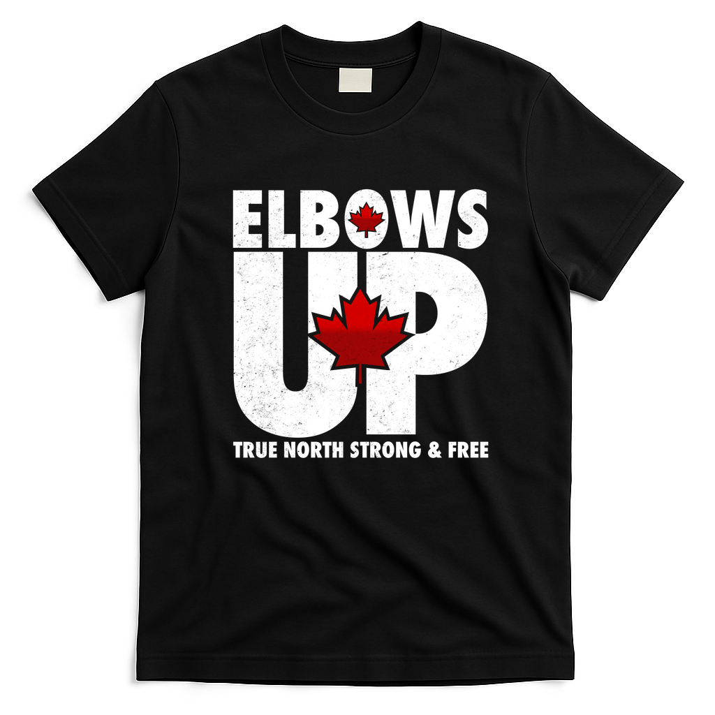 Elbows Up Canada True North Strong and Free T-Shirt - Black