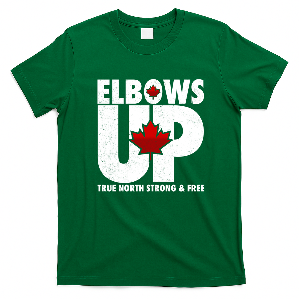 Elbows Up Canada True North Strong and Free T-Shirt - Irish Green