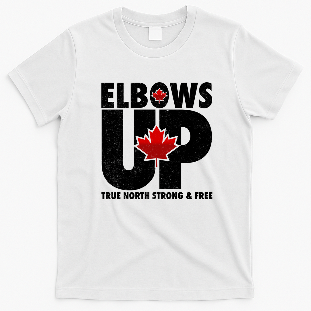 Elbows Up Canada True North Strong and Free T-Shirt - White