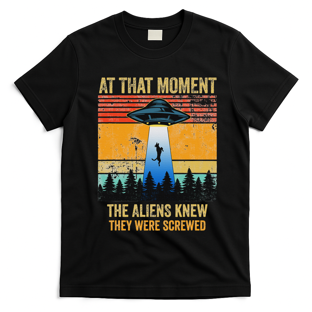 Funny Alien Abduction Malinois Dutch Shepherd Ufo Uap Dog T-Shirt - Black