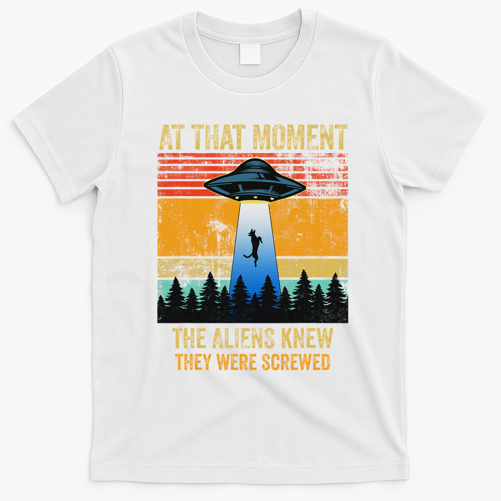 Funny Alien Abduction Malinois Dutch Shepherd Ufo Uap Dog T-Shirt - White