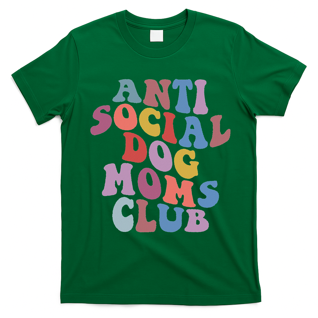 Funny AntiSocial Dog Mom Club Retro Mother's Day T-Shirt - Irish Green