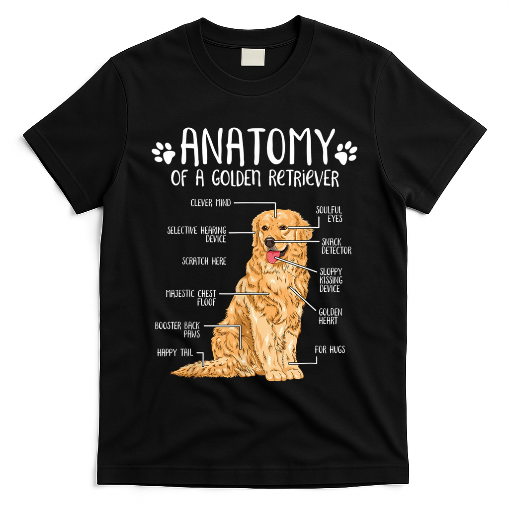 Funny Anatomy Golden Retriever Dog Lover T-Shirt