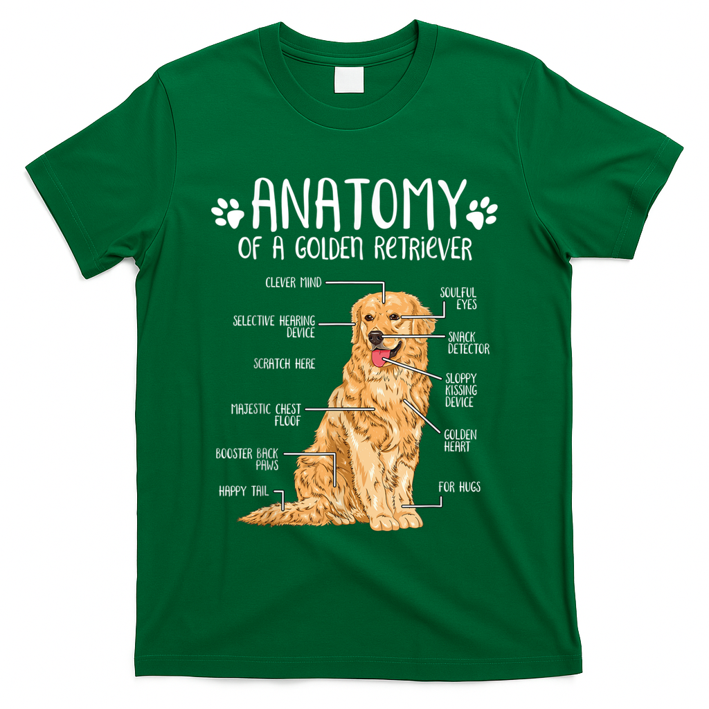 Funny Anatomy Golden Retriever Dog Lover T-Shirt