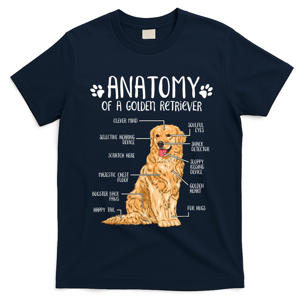 Funny Anatomy Golden Retriever Dog Lover T-Shirt