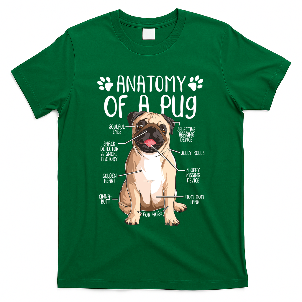 Funny Anatomy Pug Dog Pug Lover T-Shirt