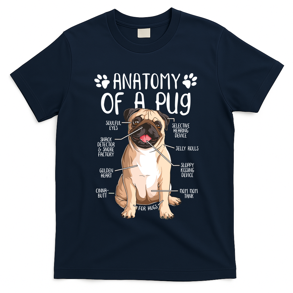 Funny Anatomy Pug Dog Pug Lover T-Shirt