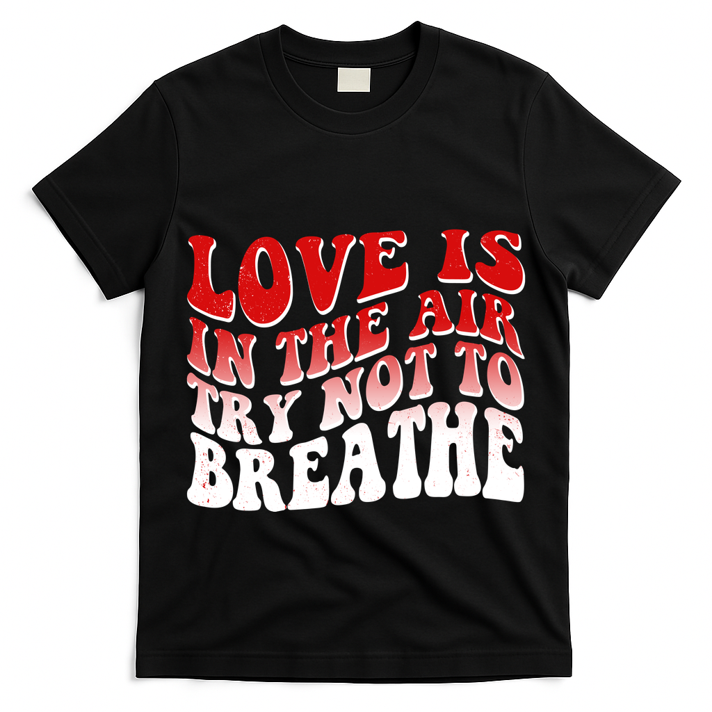Funny Anti Valentine Love Is In The Air Try Not To Breathe T-Shirt
