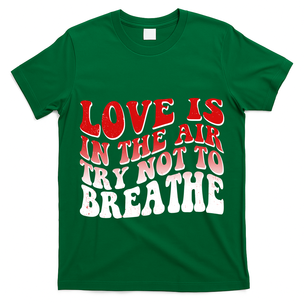 Funny Anti Valentine Love Is In The Air Try Not To Breathe T-Shirt