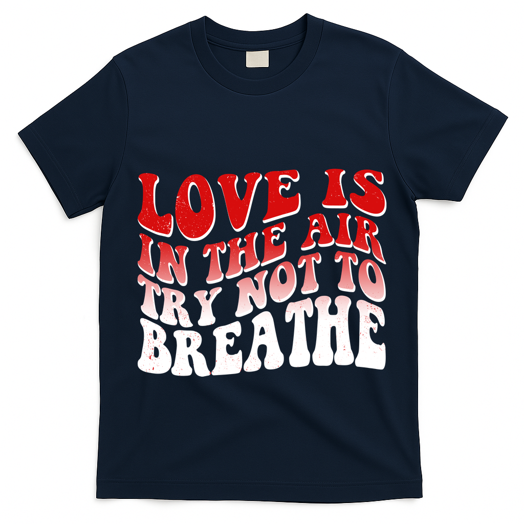 Funny Anti Valentine Love Is In The Air Try Not To Breathe T-Shirt