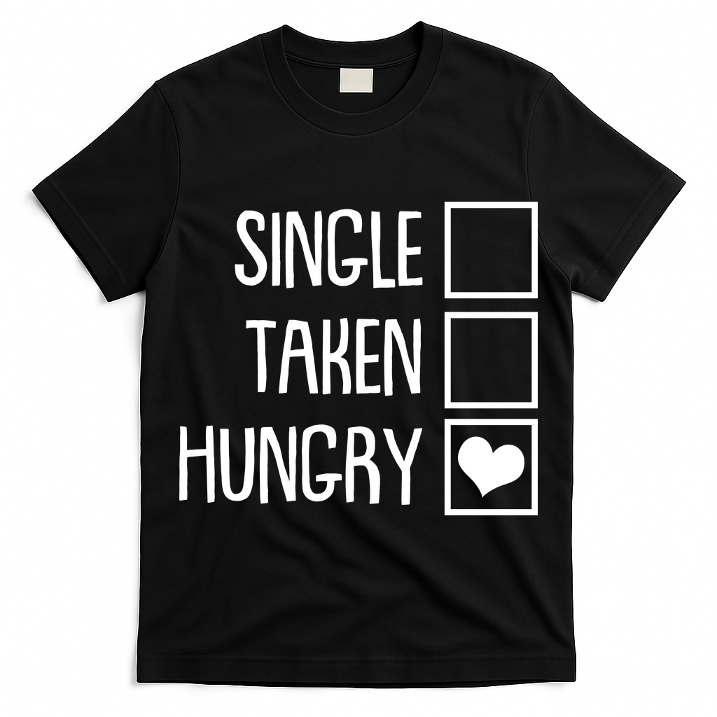Funny Anti Valentine Single Taken Hungry T-Shirt