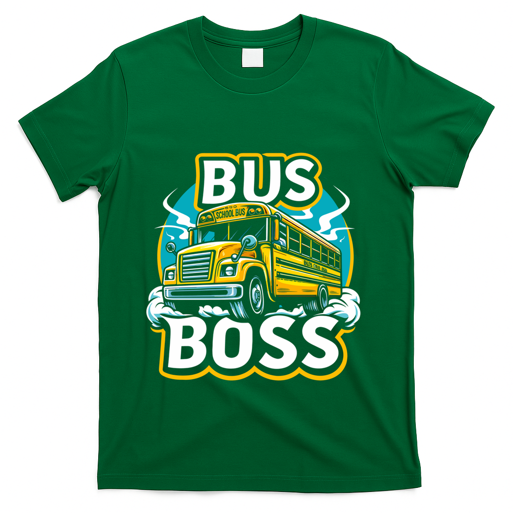 Funny Bus Boss School Bus Driver Back To School Gift T-Shirt - Green