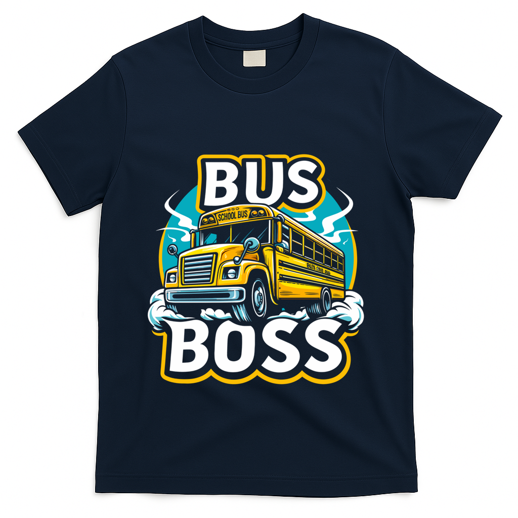 Funny Bus Boss School Bus Driver Back To School Gift T-Shirt - Navy