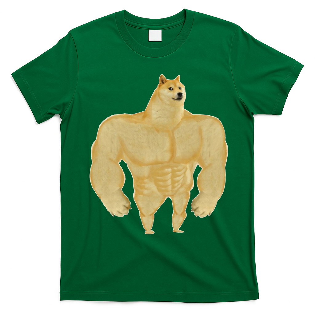 Funny Buff Doge Chiba Dog Gym meme Funny Swole Doge T-Shirt - Irish Green