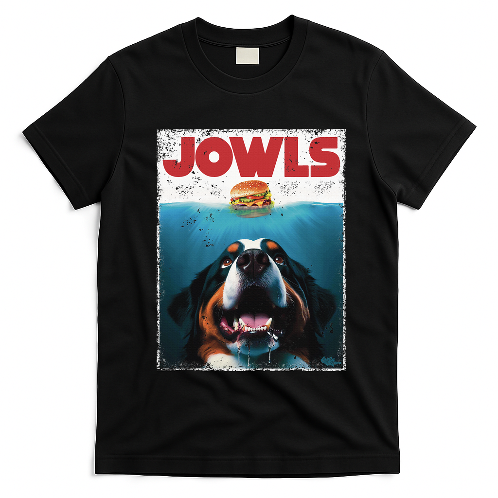 Funny Berner Jowls Burger Bernese Mountain Dog Mom Dog Dad T-Shirt - Black