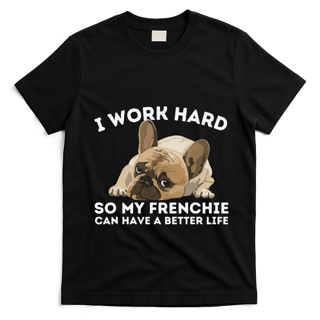 Frenchie Better Life Funny French Bulldog Dog Lover T-Shirt - Black