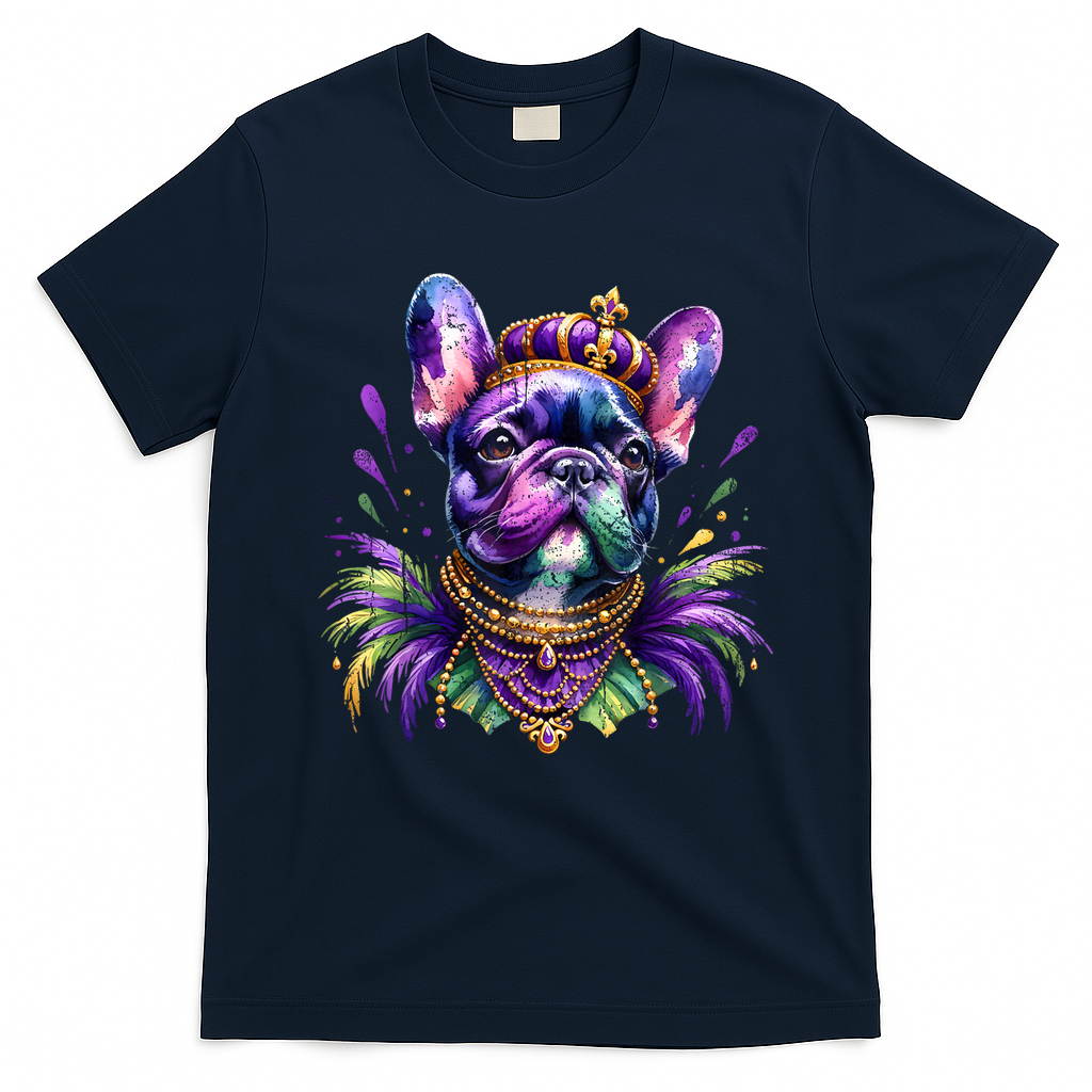French Bulldog Owners With Mardi Gras Watercolor Dog Lovers Gift Retro T-Shirt
