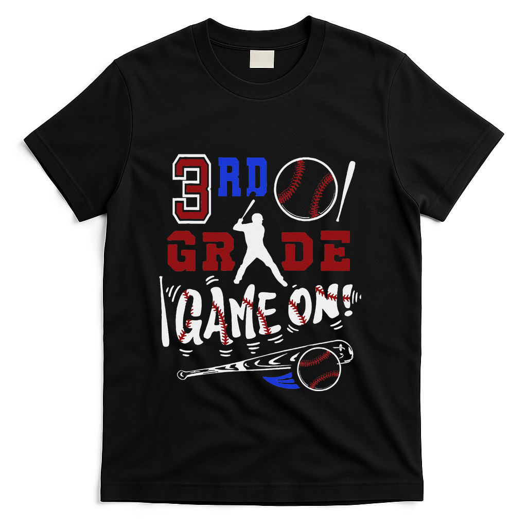 Funny Back To School Baseball Third Grade 3rd Grade Gift T-Shirt - Black