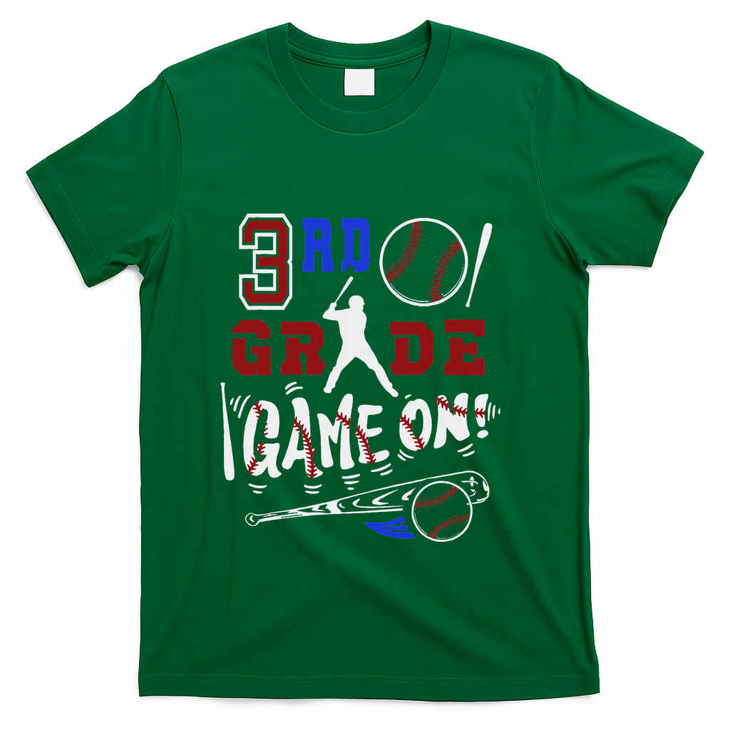 Funny Back To School Baseball Third Grade 3rd Grade Gift T-Shirt - Green