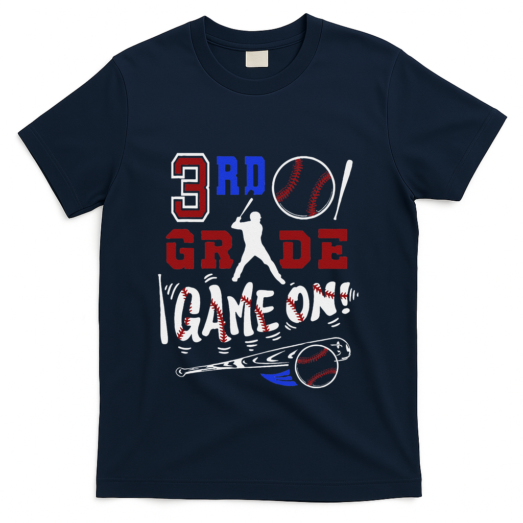 Funny Back To School Baseball Third Grade 3rd Grade Gift T-Shirt - Navy