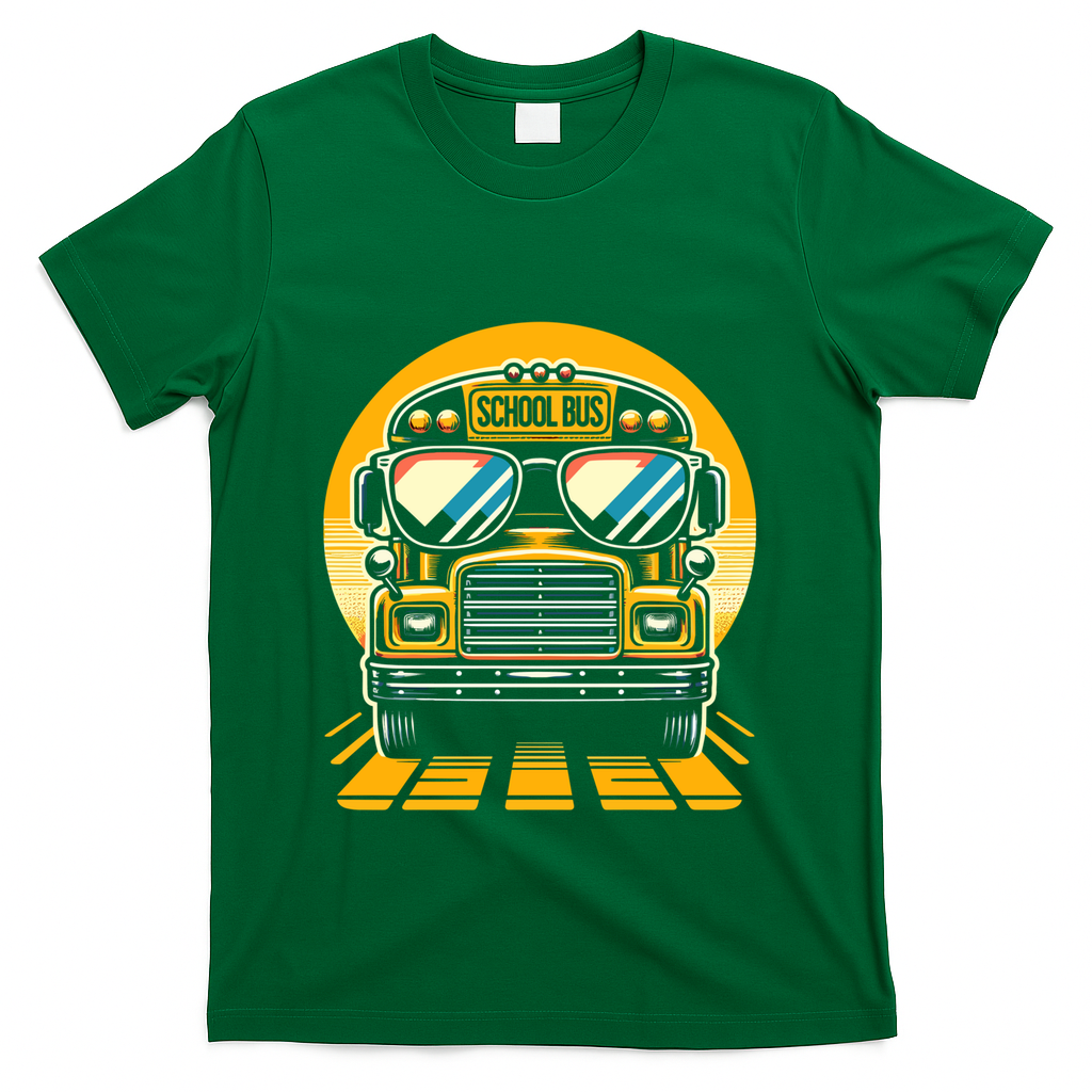 Funny Bus With Sunglasses School Bus Driver Back To School Funny Gift T-Shirt - Green