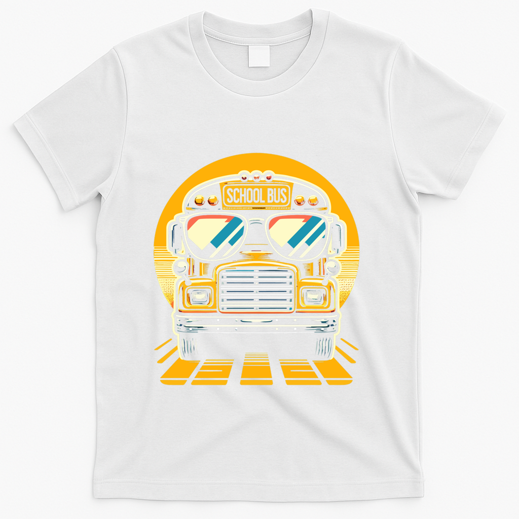 Funny Bus With Sunglasses School Bus Driver Back To School Funny Gift T-Shirt - White