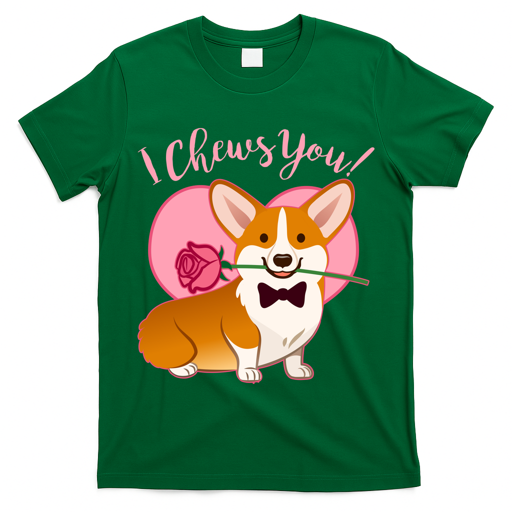 Funny Cute Corgi Valentine I Chews You T-Shirt
