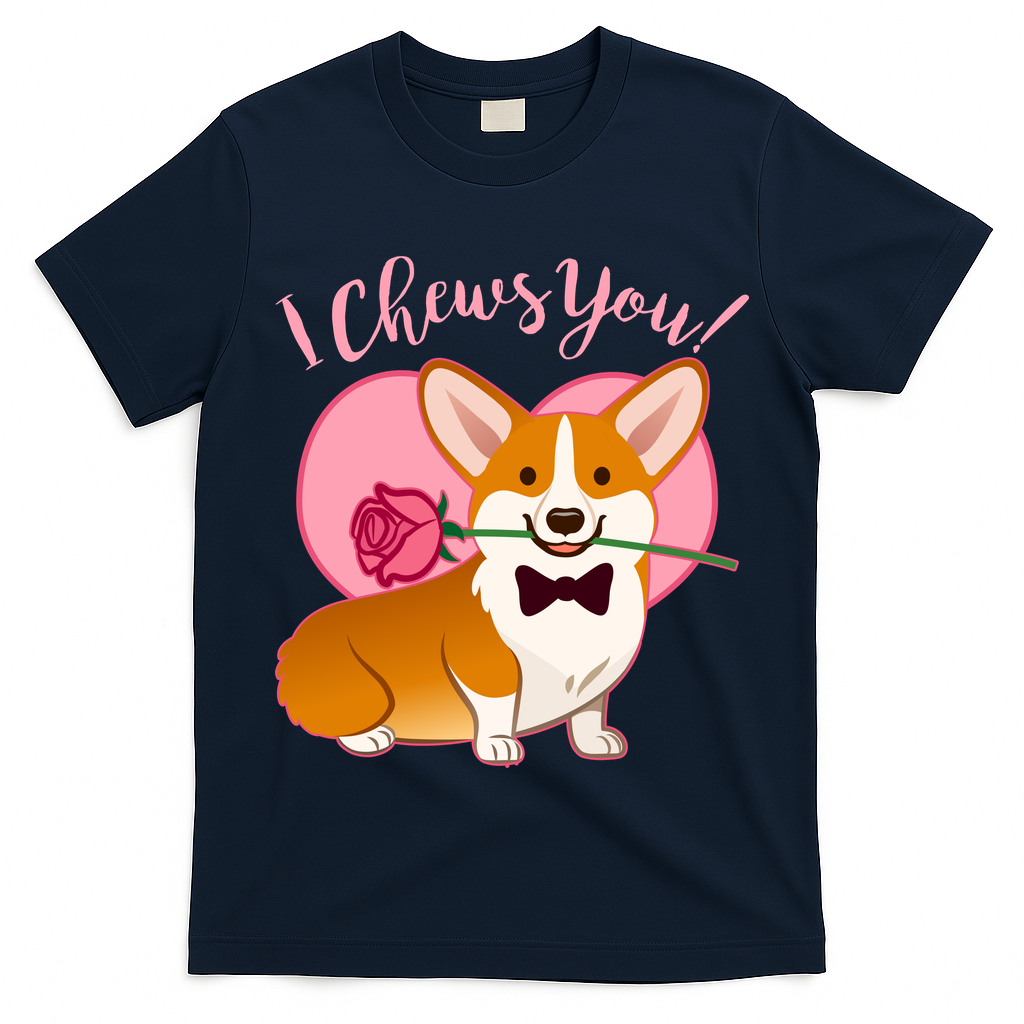 Funny Cute Corgi Valentine I Chews You T-Shirt