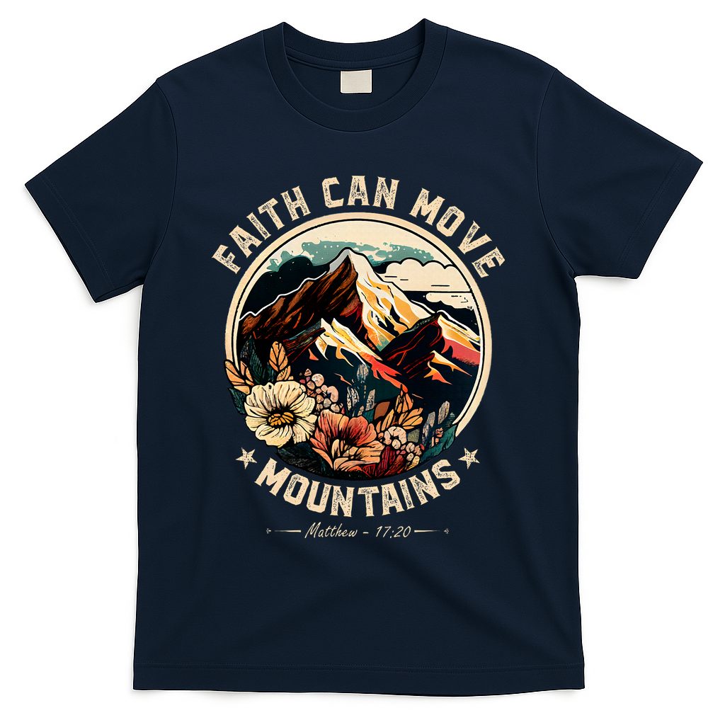 Faith Can Move Mountains T-Shirt - Navy