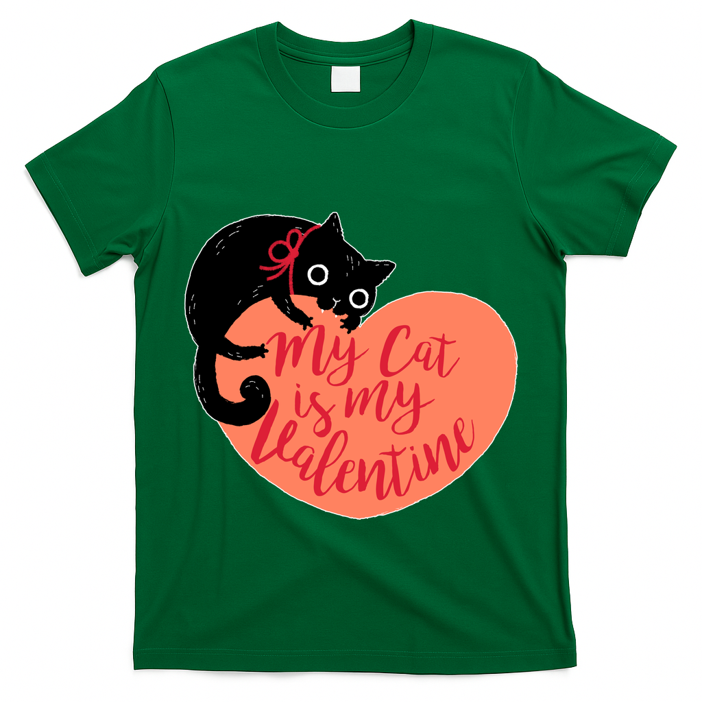 Funny Cute My Cat Is My Valentine T-Shirt