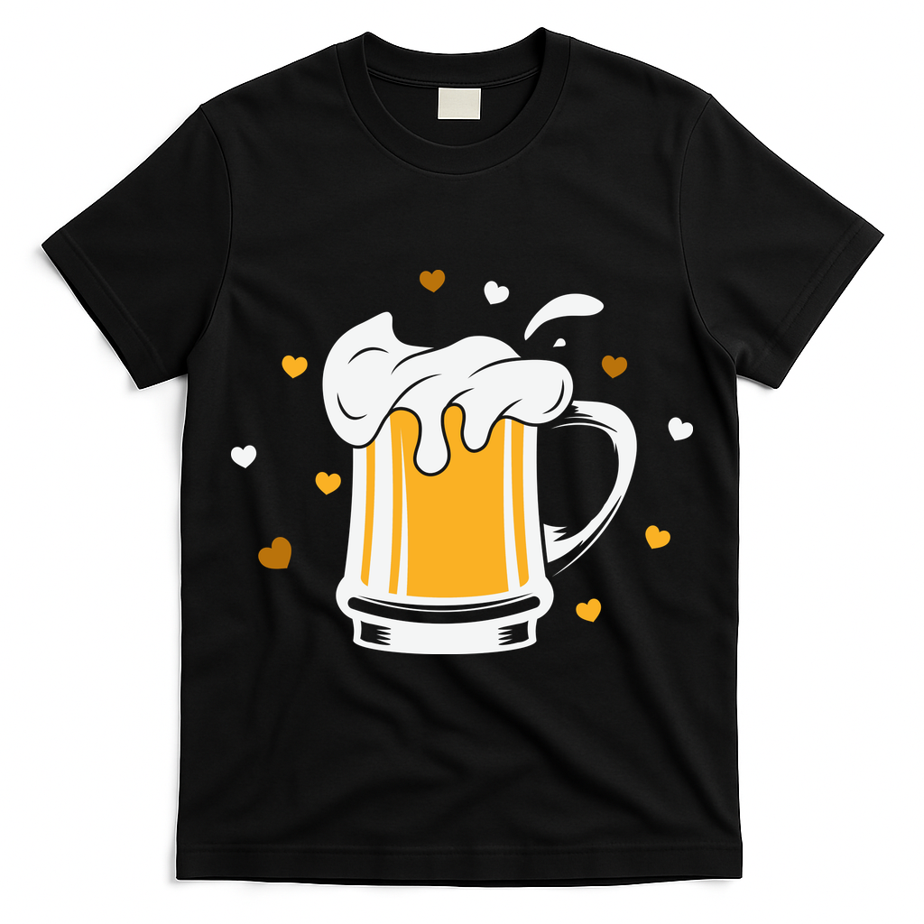Full Cup Of Beer And Foam Drinking Love Valentine Gift For Valentine Day T-Shirt