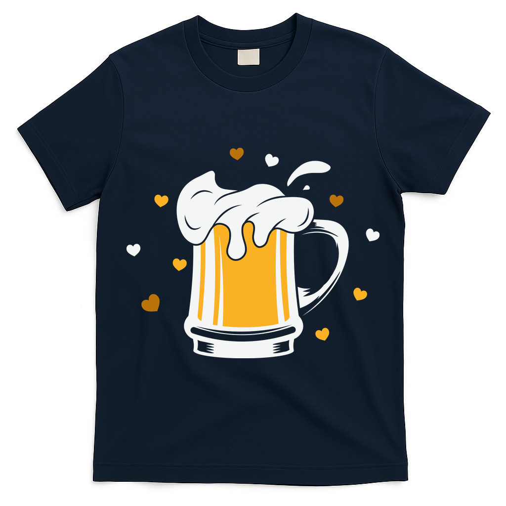 Full Cup Of Beer And Foam Drinking Love Valentine Gift For Valentine Day T-Shirt