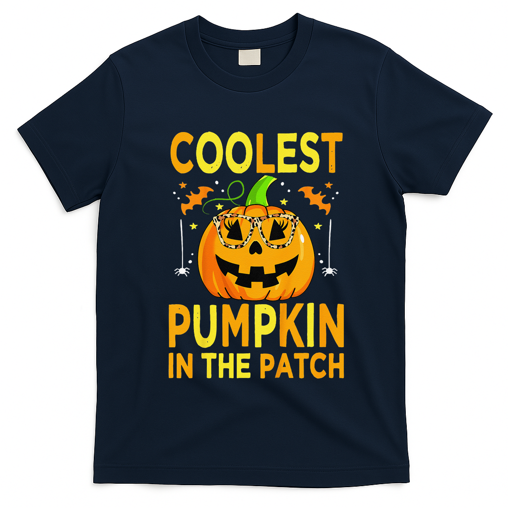 Funny Coolest Pumpkin In The Patch Funny Halloween T-Shirt - Navy Blue