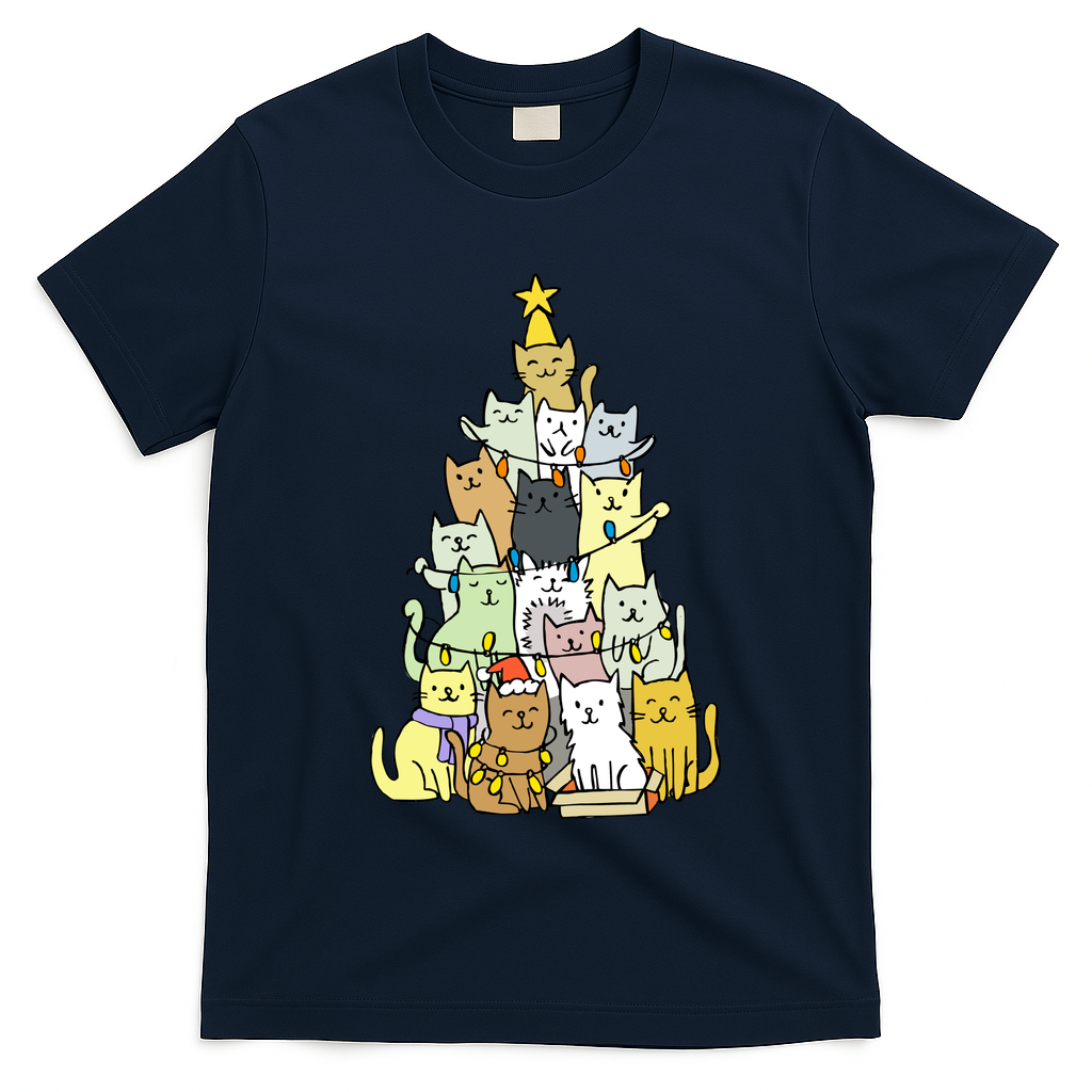 Funny Cat Christmas Tree T-Shirt