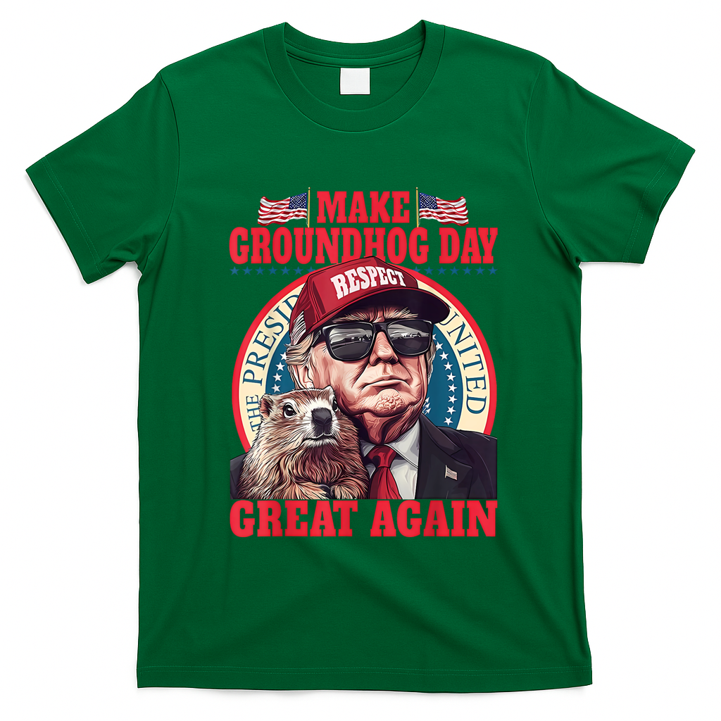 Funny Cool Trump Groundhog Make Groundhog Day Great Again T-Shirt - Irish Green