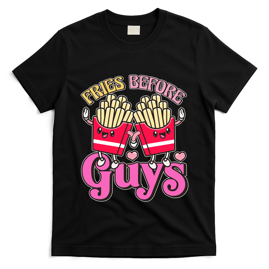 Funny Cute Valentines Day Fries Before Guys T-Shirt
