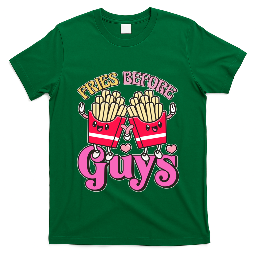 Funny Cute Valentines Day Fries Before Guys T-Shirt