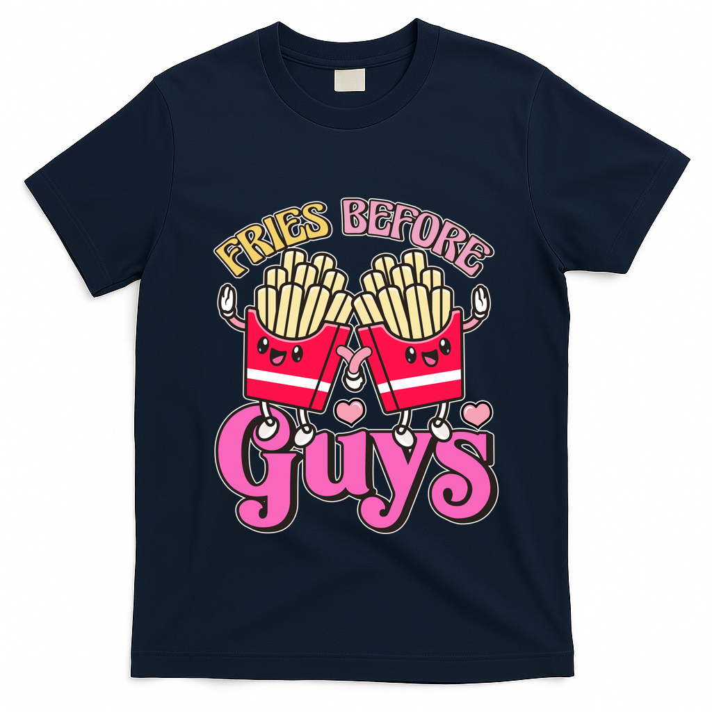 Funny Cute Valentines Day Fries Before Guys T-Shirt