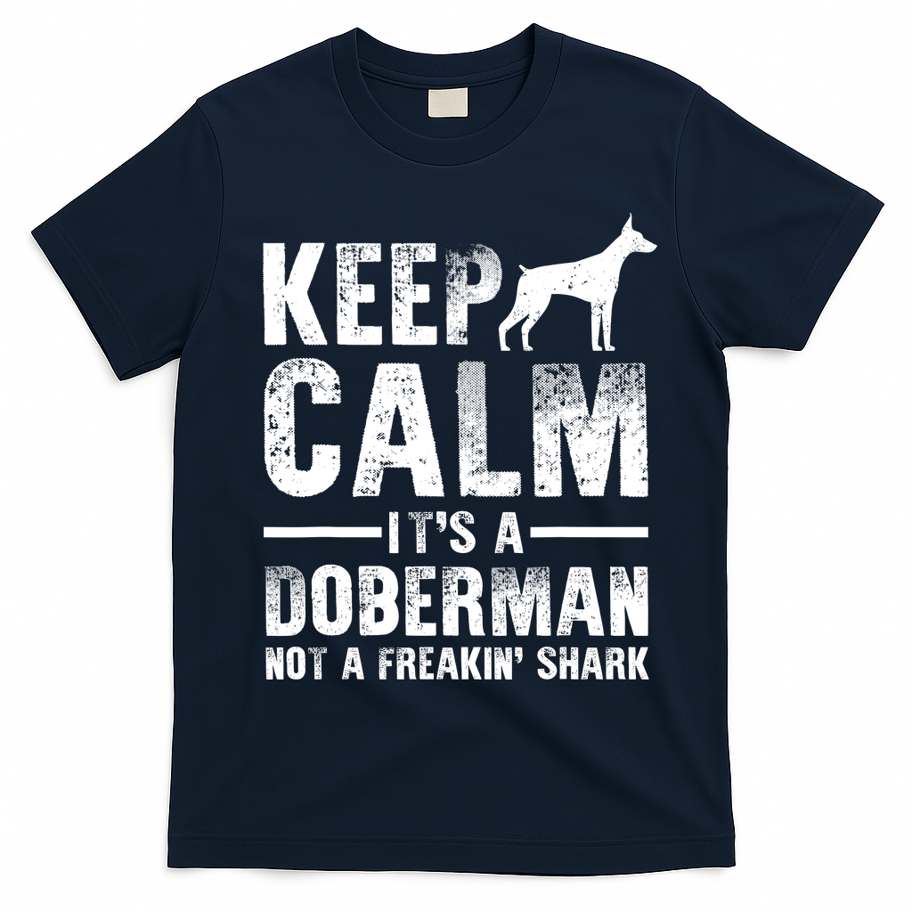 Funny Doberman Art Doberman Pinscher Dog Walker T-Shirt - Navy Blue